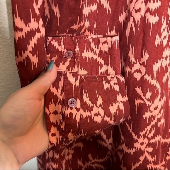 Knox Rose Long Sleeve Button-Down Shirt Red Patterned Collared Lyocell Size XXL - Picture 5 of 9